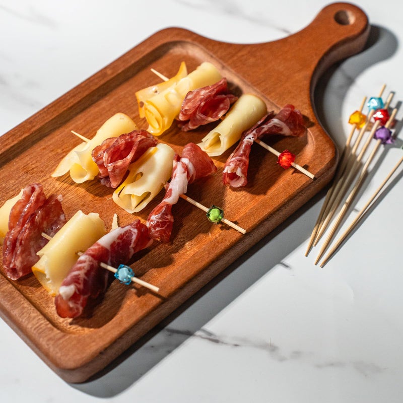 PuTwo Cocktail Toothpicks 300 Counts Cocktail Picks Handmade Natural Bamboo Cocktail Sticks with Cube Beads End Eco-Friendly Appetizer Skewers for Cocktail Appetizers Fruits Dessert - Multicolor - Image 5